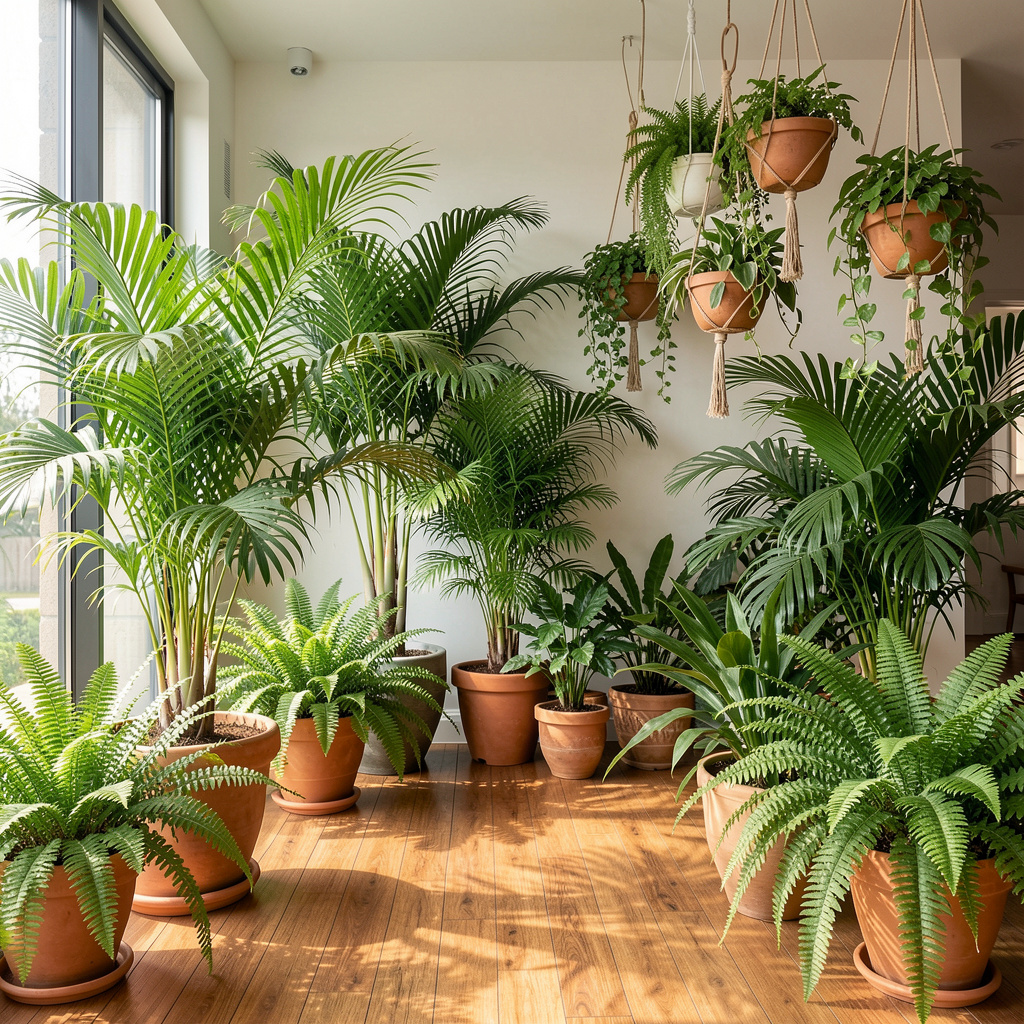 Ekologiska inomhusväxter i återbrukbara krukor